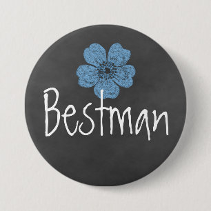 Bestman Wild Blue Roses Chalkboard 3 Inch Round Button