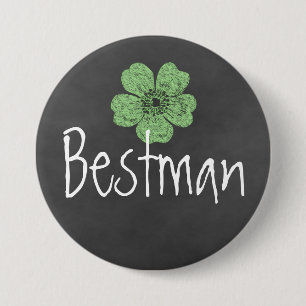 Bestman Wild Green Roses Chalkboard 3 Inch Round Button