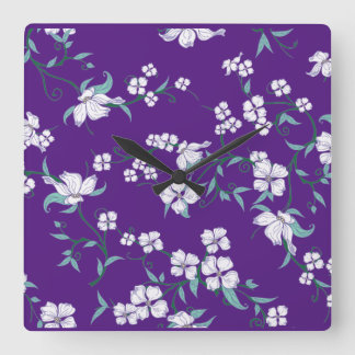 Bestseller floral purpple blue design for wedding square wall clock