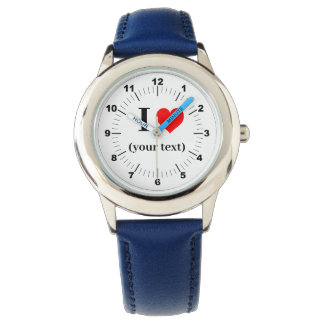 BESTSELLER! Kid's I❤️ Blue Leather Strap Watch