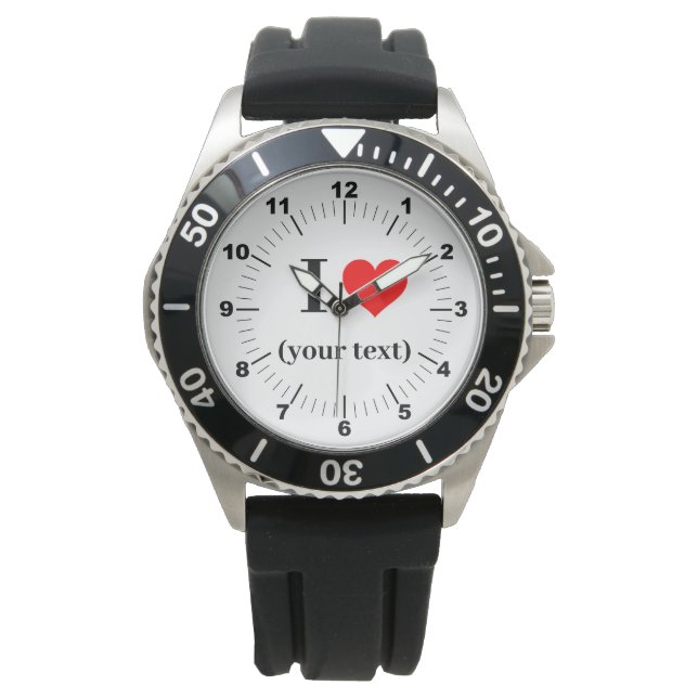 BESTSELLER! Men's I❤️ Black Rubber Strap Watch  (Front)