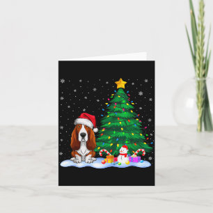 Bet Hound Dog Xmas Tree Lights Reindeer Hat Christ Card