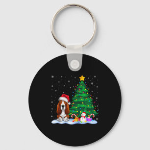 Bet Hound Dog Xmas Tree Lights Reindeer Hat Christ Keychain