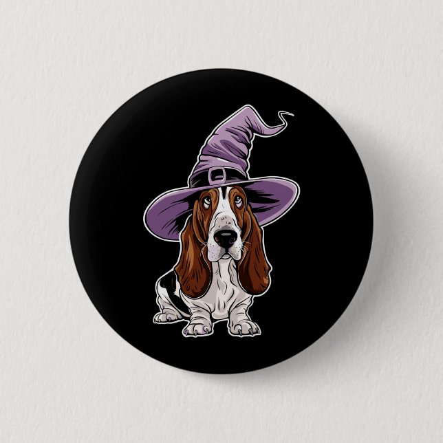 Bet Hound Witch Dog Halloween Performance 2 Inch Round Button (Front)