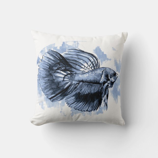 Bêta bleu Poisson Lève Oreiller (Recto)