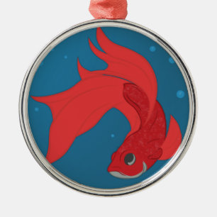 Beta Fish Metal Ornament