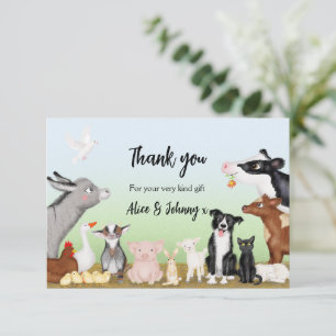 Bêtes animaux de ferme carte de remerciements (pet