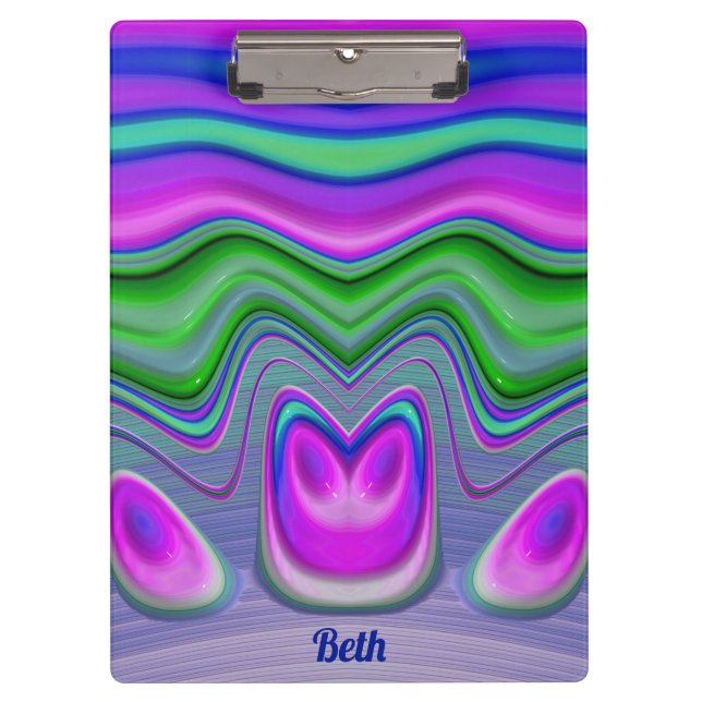 BETH ~ 3D! Pink, Purple, Green, Blue  Clipboard (Front)