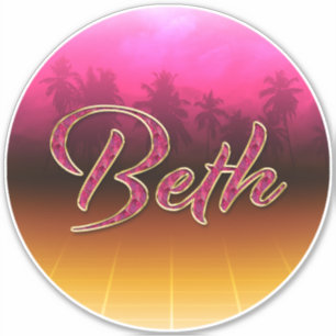 Beth First Name Golden pink Sticker