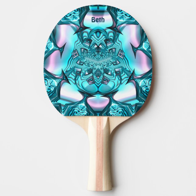 BETH ~ MARSHMALLOWS ~ Pink Blue Fractal ~   Ping Pong Paddle (Front)
