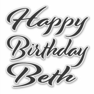 Beth Name First Name black Sticker Birthday