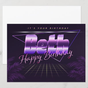Beth Name Vorname lila retro Karte Geburtstag Card