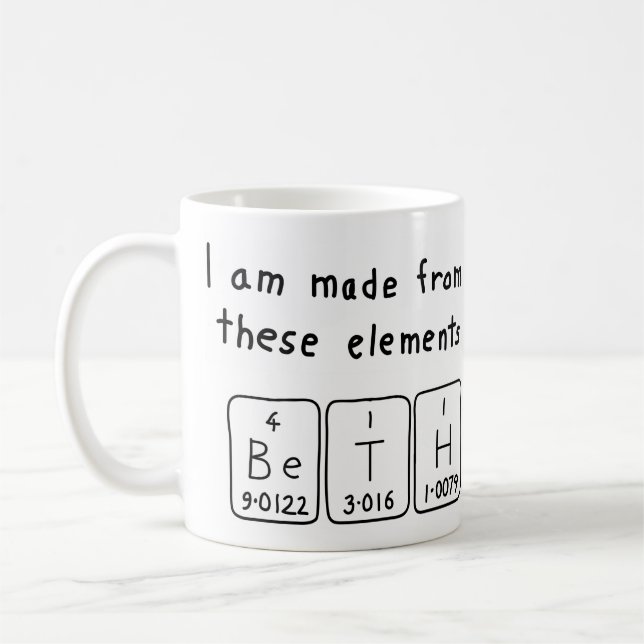 Beth periodic table name mug (Left)