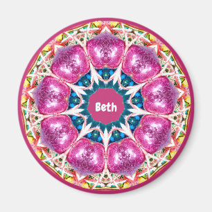 BETH ~ Personalised Pink 3D Pattern Fractal ~  Magnet