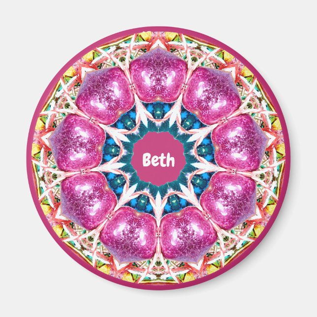 BETH ~ Personalized Pink 3D Pattern Fractal ~  Magnet (Front)