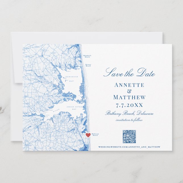 Bethany Beach DE carte Photo Code QR Mariage (Devant)