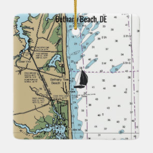 Bethany Beach DE Chart Ceramic Ornament