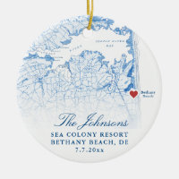 Bethany Beach DE Map Navy Wedding Photo Christmas