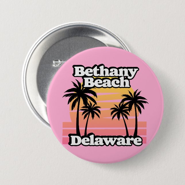 Bethany Beach Delaware 3 Inch Round Button (Front & Back)