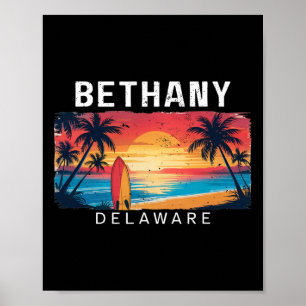 Bethany Beach Delaware Men Women Surfing  Poster
