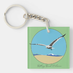 Bethany Beach, Delaware Sea Gull Flying over Beach Keychain