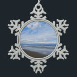Bethany Beach I Snowflake Pewter Christmas Ornament<br><div class="desc">Some East Coast beaches are full of people and buildings and others are full of nature. Here is a simple beach photo from a quiet beach in Delaware,  Bethany Beach,  during the off-season in April.  This photo is also featured as the widescreen wallpaper "Bethany Beach I" from MLeWallpapers.com.</div>