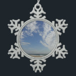Bethany Beach II Snowflake Pewter Christmas Ornament<br><div class="desc">Some East Coast beaches are full of people and buildings and others are full of nature. Here is a simple beach photo from a quiet beach in Delaware,  Bethany Beach,  during the off-season in April.  This photo is also featured as the widescreen wallpaper "Bethany Beach II" from MLeWallpapers.com.</div>