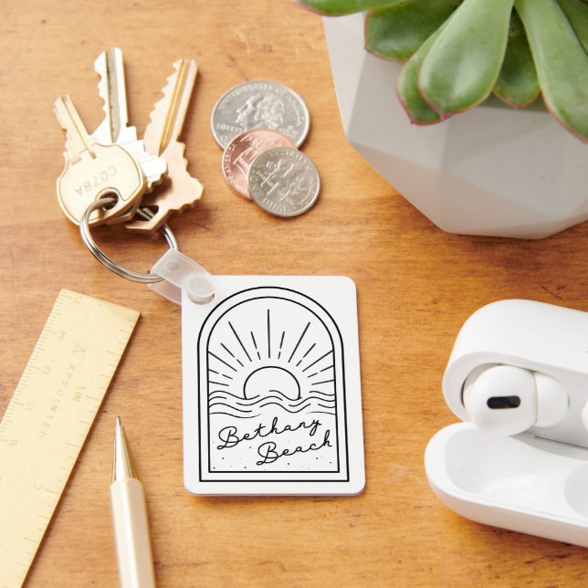 Bethany Beach Line Design Sunset Keychain (Desk)
