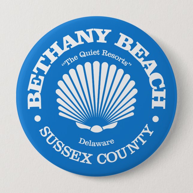 Bethany Beach (seashell) 4 Inch Round Button (Front)