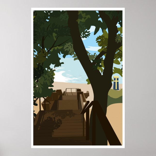 Bethany Beach Stairs Poster, 24"x36" Poster (Front)