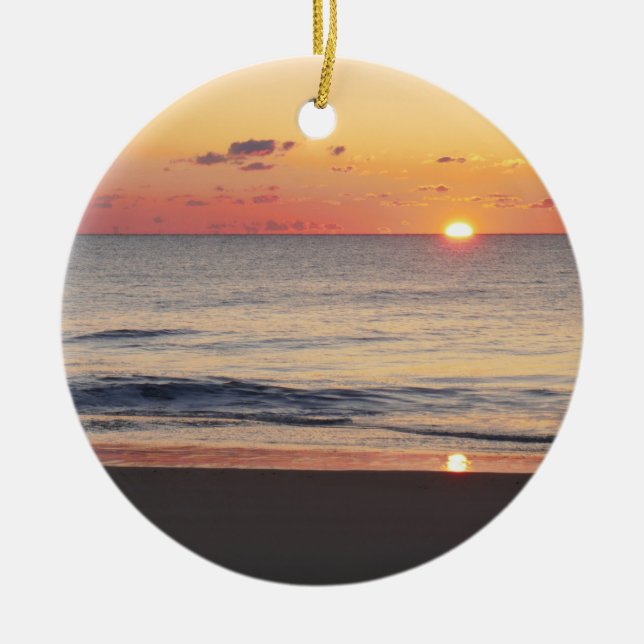 Bethany Beach Sunrise II Ceramic Ornament (Front)