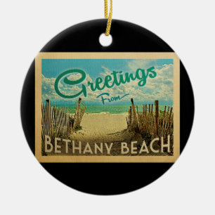 Bethany Beach Vintage Travel Ceramic Ornament