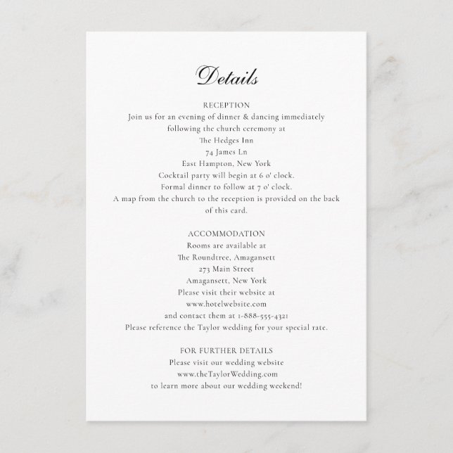 Bethany Wedding Details Enclosure Card with Map (Front)