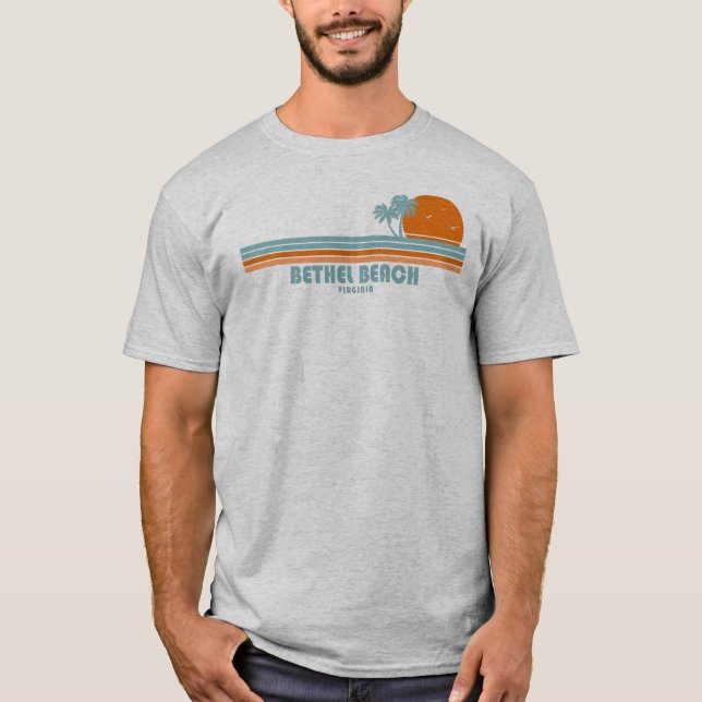 Bethel Beach Virginia Sun Palm Trees T-Shirt (Front)