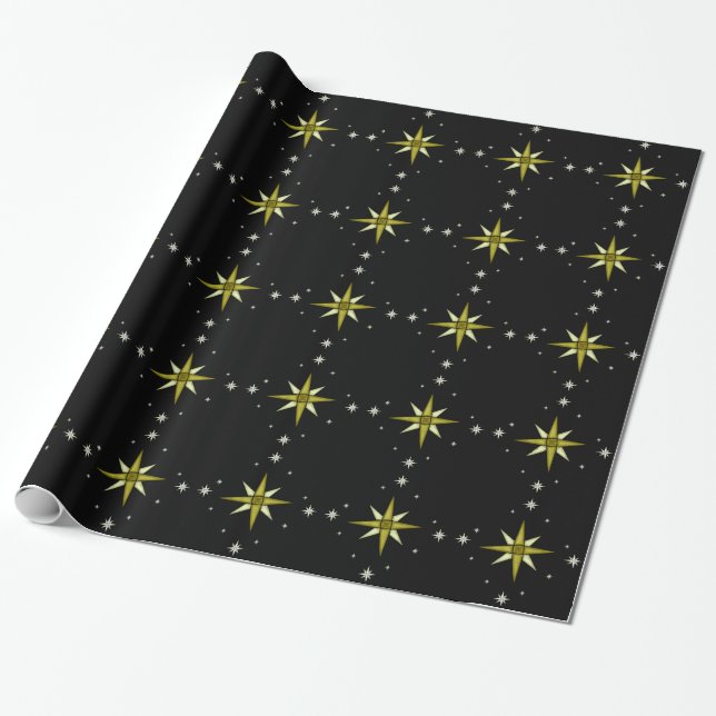 Bethlehem Night Shining Stars Wrapping Paper (Unrolled)