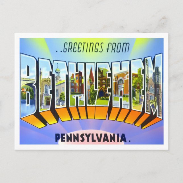Bethlehem, Pennsylvania Vintage Big Letters Postcard (Front)