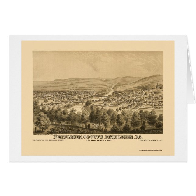 Bethlehem & South Bethlehem, PA Panoramic Map 1877 (Front Horizontal)