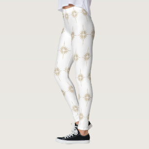 BETHLEHEM STAR Christmas Nativity Pattern White Leggings