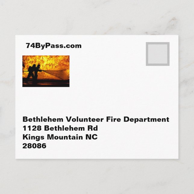 Bethlehem Volunteer Fire Department Postcard (Back)