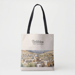 Bethlehem Watercolor Tote Bag - Where Peace Begins