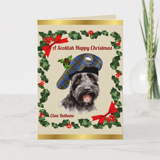 Bethune Scottie Dog Personalized Xmas Card (Front)