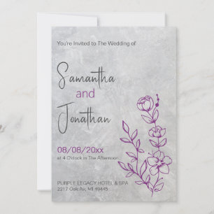 Béton gris et Faire-part de mariage pourpre