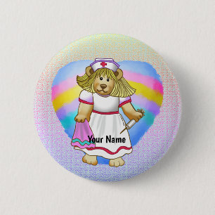 Betsy Bear Nurse  2 Inch Round Button
