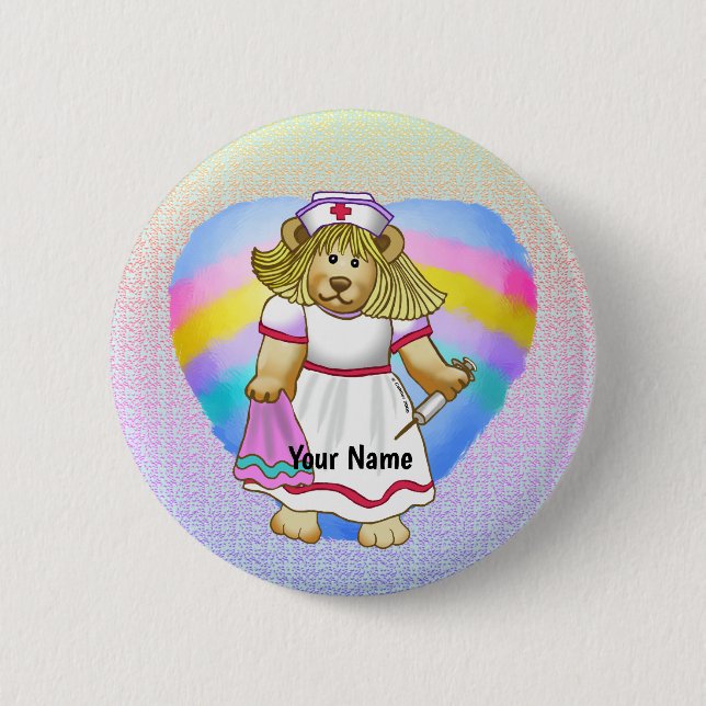 Betsy Bear Nurse  2 Inch Round Button (Front)