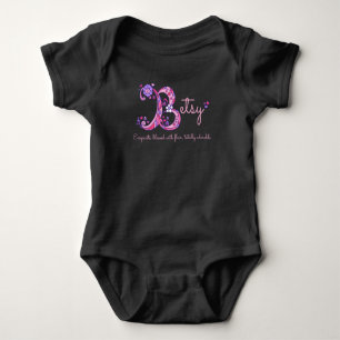 Betsy girls name & meaning B monogram baby romper