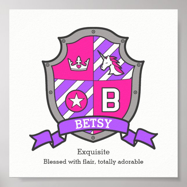 Betsy nom signifiant lettre de licorne B affiche d (Devant)