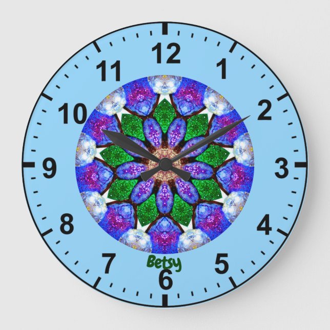BETSY ~ Painted Shells Fractal ~  Large Clock (Front)
