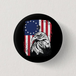 Betsy Ross 13 Star American Flag eagle 1 Inch Round Button