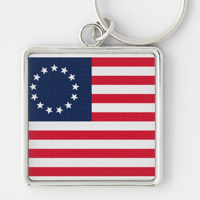 Betsy Ross 13 Stars American Flag Keychain (Front)
