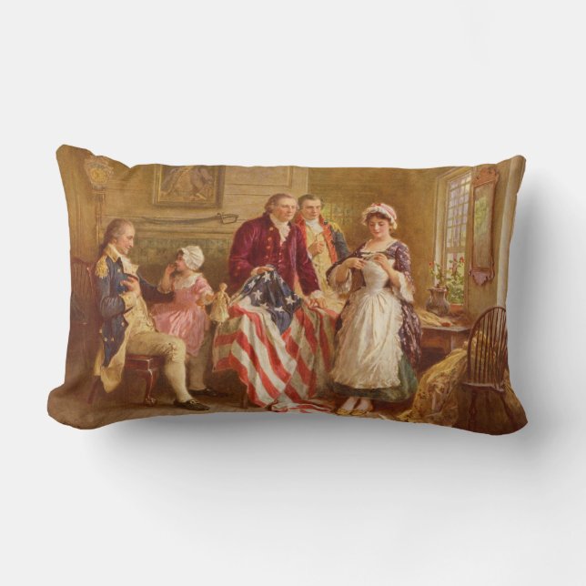 Betsy Ross, 1777 (American History) (USA Patriot) Lumbar Pillow (Front)